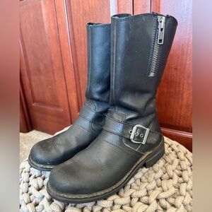 Harley-Davidson Black Leather Zipper Boots